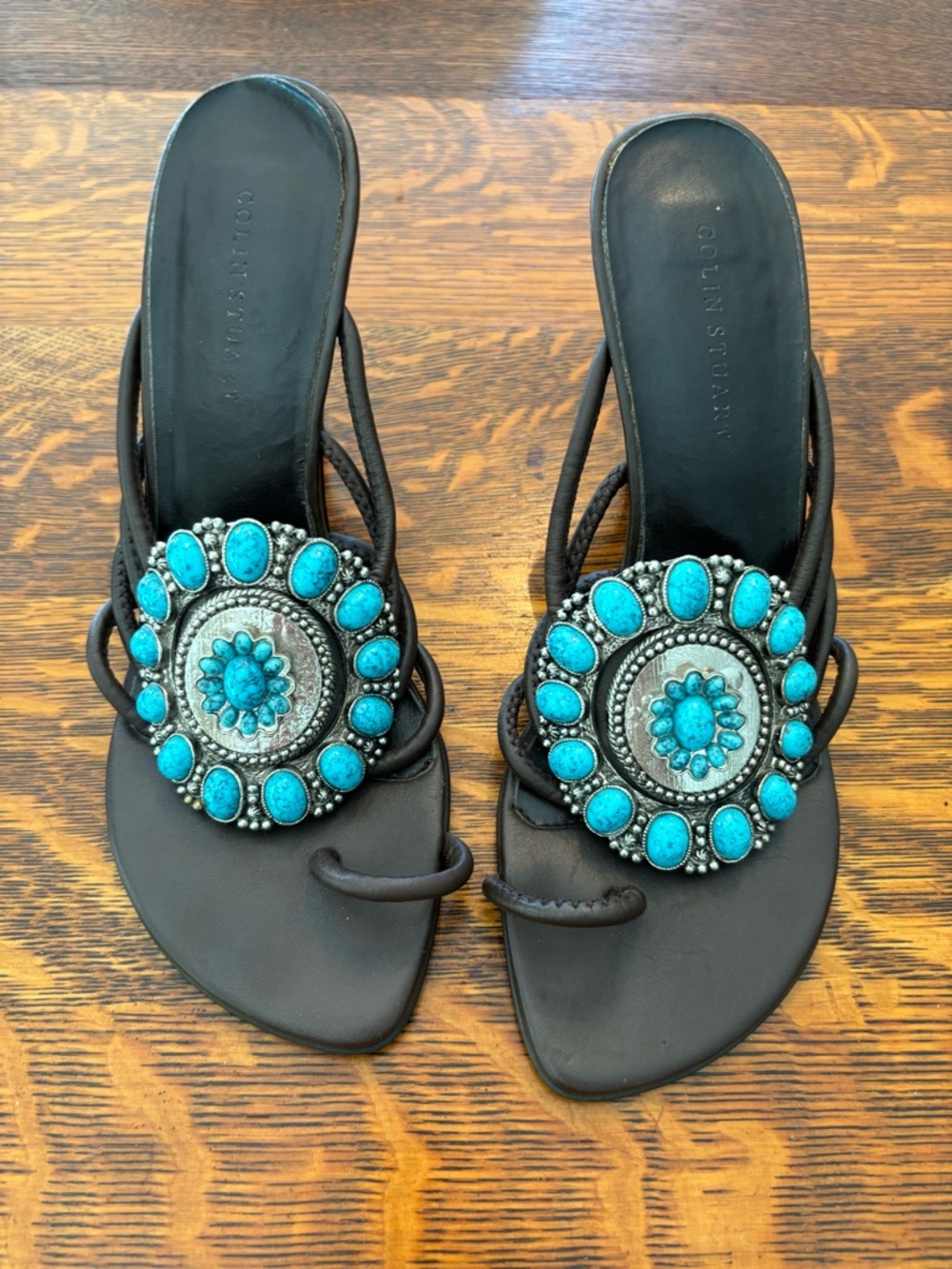 Colin Stuart Brown  Sandals with Turquoise Concho Medallions